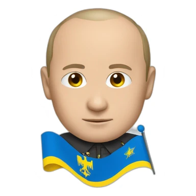 Putin with Ukrainian flag sticker