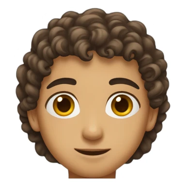 arab boy with curly brown hair, uni-brow, and brown eyes sticker