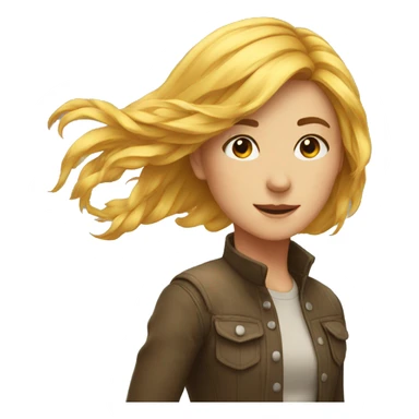 Wind and girl's hair sticker