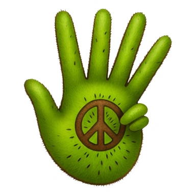 Peace sign hand emoji but its kiwi skin sticker