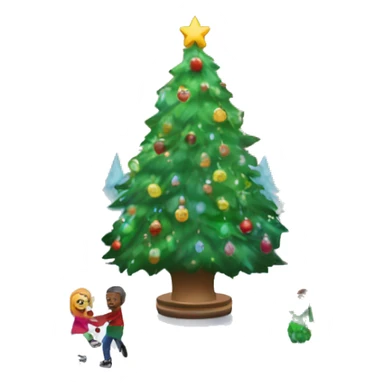 ice rink with Christmas trees and lights and decorations  sticker