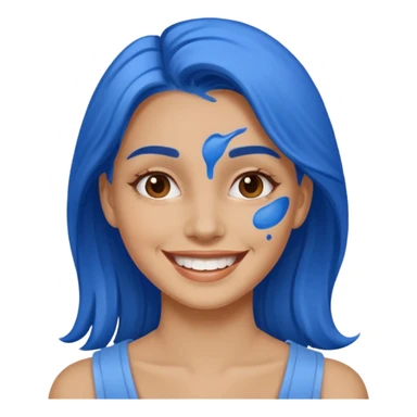 woman with blue paint on her face sticker