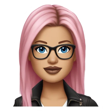 Photo Realistic khloe kardashian stylish pink hair BLUE eyes and glasses rock chick sticker