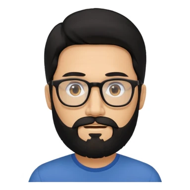 man with long black hair and beard and eyeglasses sticker