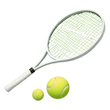 A tennis racket and a ball placed on the ground, with a tennis court in the background. The court lines and net are visible, emphasizing the structure and focus of the sport, creating a dynamic and energetic vibe. sticker