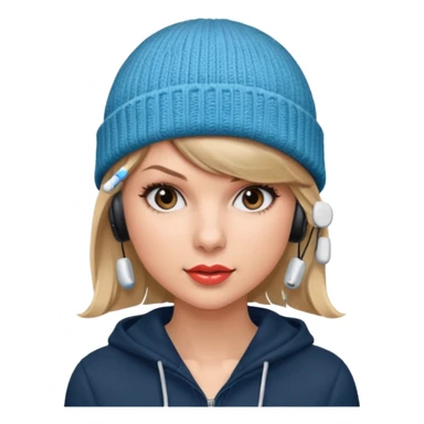 taylor swift wearing beanie, wearing wired earphones sticker