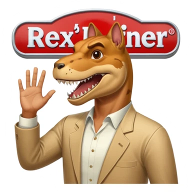 A rex from gta5 flicking on a open and close sign for rexs diner sticker