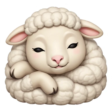 Meme-Worthy Cute Sleeping Sheep Portrait Emoji, Head resting peacefully with a contented smile, showcasing a robust build and a luxuriously soft white fleece, eyes shut in a serene, restful nap, Simplified yet hilariously adorable features, highly detailed, glowing with a soft, drowsy light, high shine, relaxed and utterly lovable, stylized with an air of playful laziness, bright and heartwarming, soft glowing outline, capturing the essence of a comically sleepy sheep, so meme-worthy it feels like it could instantly become the next viral sensation of adorable slumber! sticker