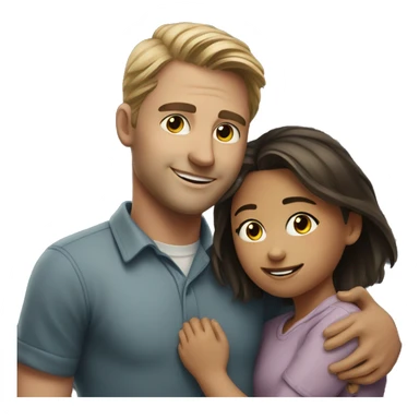 realistic portrait of girl hugging a man  sticker