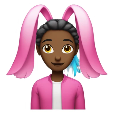 human with floppy bunnt ears and hair half black half hot pink sticker