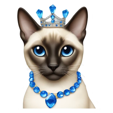 Queen Siamese cat with blue gems  sticker