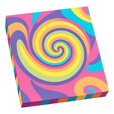 3D, psychedelic colored hippie style sticky note sticker