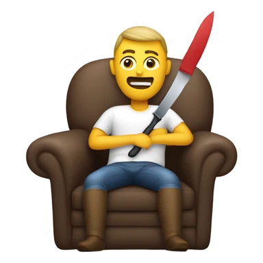 Man on a inflatable chair holding a knife  sticker