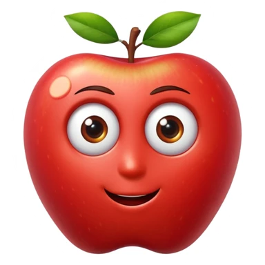 crea una manzana tipo emoji con  ojos y boca 3d tipo pixar sticker
