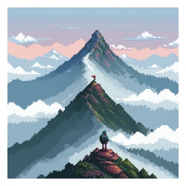 traveler standing on mountain peak surrounded by mist sticker