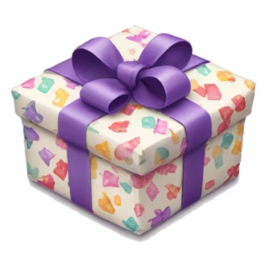 A present wrapped in cute paper, with a bow sticker
