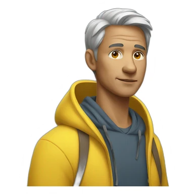 A mature boy wearing yellow hoodie sticker