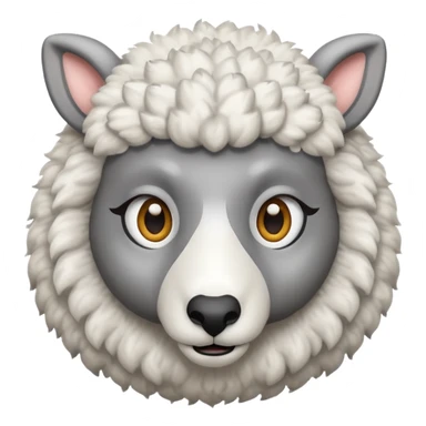 a sheep peeking out from a wolf disguise sticker