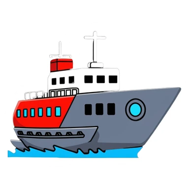motorized ship with visible rudder, no sails sticker