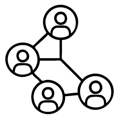 Outlined social media network icons connected with lines sticker