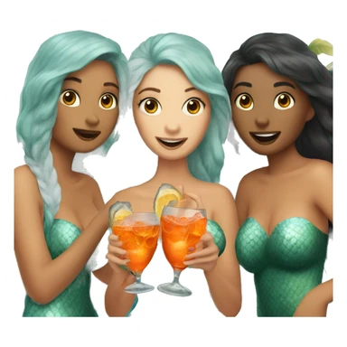 three mermaids drinking aperol sticker