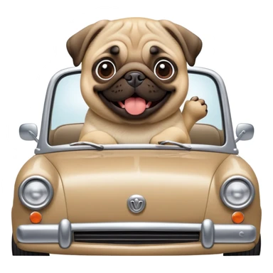 Pug riding in car sticker