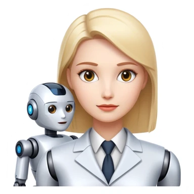 Female Business manager and supporting AI robot sticker