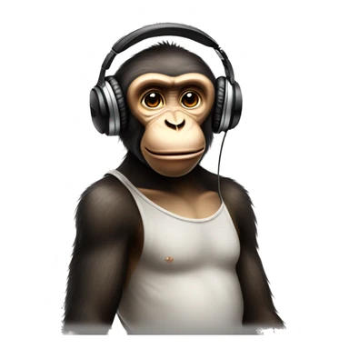 Monkey listen the music in headphones and chill sticker