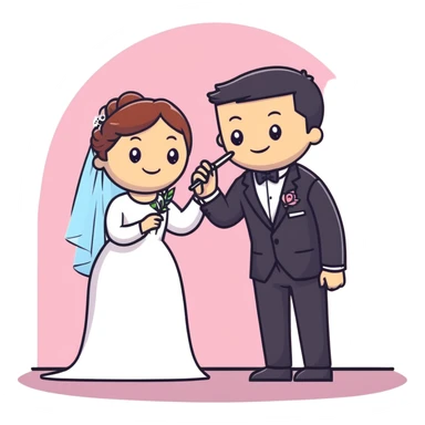 Person in fancy suit sneaking into wedding ceremony with mischievous smile, uninvited guest, smoking joint sticker