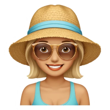 smiling lady at the beach sticker