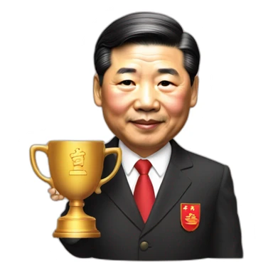xi Jinping with cup award sticker