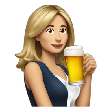 Emmanuelle Macron drinking a beer sticker