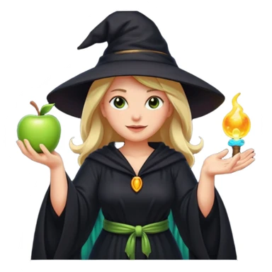 witch casting a glowing spell apple style emoji sticker