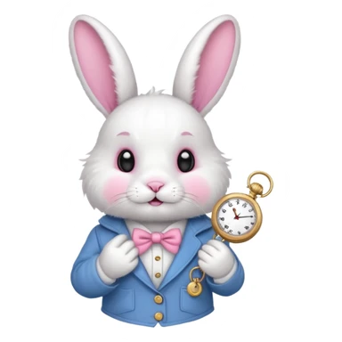 white bunny with a clock on his hand sticker