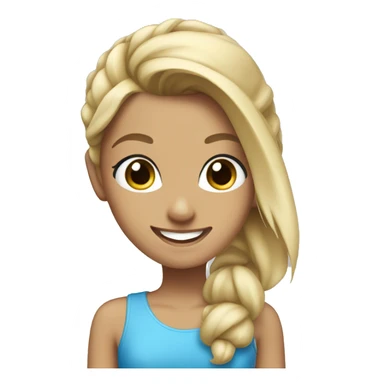 girl blonde blue eyes tan with a high ponytail smiling sticker