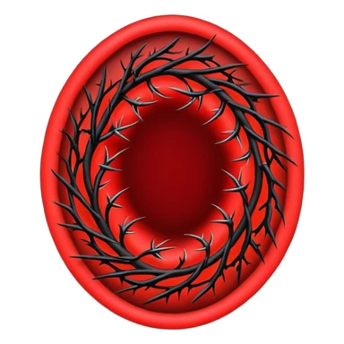 Red oval shaped portal with black vines around it sticker