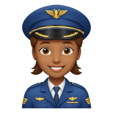 Young, brown skin, wearing pilot uniform include hat sticker