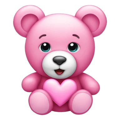 pink teddy with a heart sticker