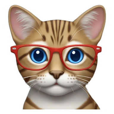 striped cat with blue glasses and red eyes sticker