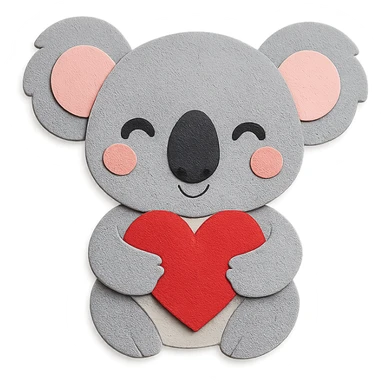 cartoon koala holding a heart in paper craft style sticker