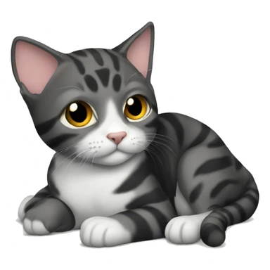 Black Tabby cat laying down sticker
