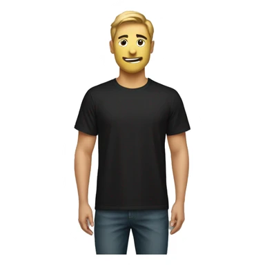 a black t-shirt with a size label sticker