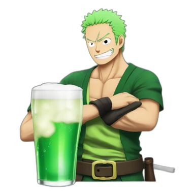 Zoro from One piece drinks a beer sticker