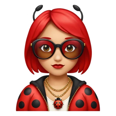 a ladybug thug with sunglasses and a necklace on sticker
