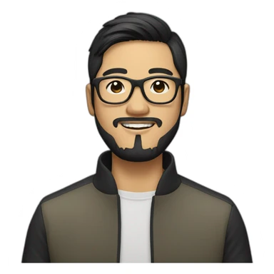 asian designer with glasses and black hair and beard sticker