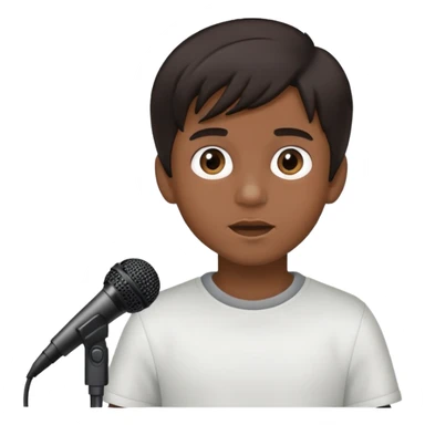 Boy with a microphone hair braun  sticker