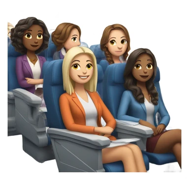 Group of 6 Caucasian women riding in a airplane  sticker