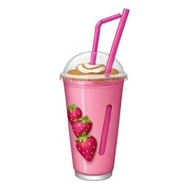strawberry biscoff drink with lid and straw without face sticker