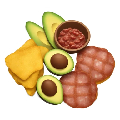 Dominican plate with tostones, avocado and fried salami sticker