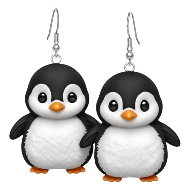 Adorable fluffy baby penguin plushy earings sticker